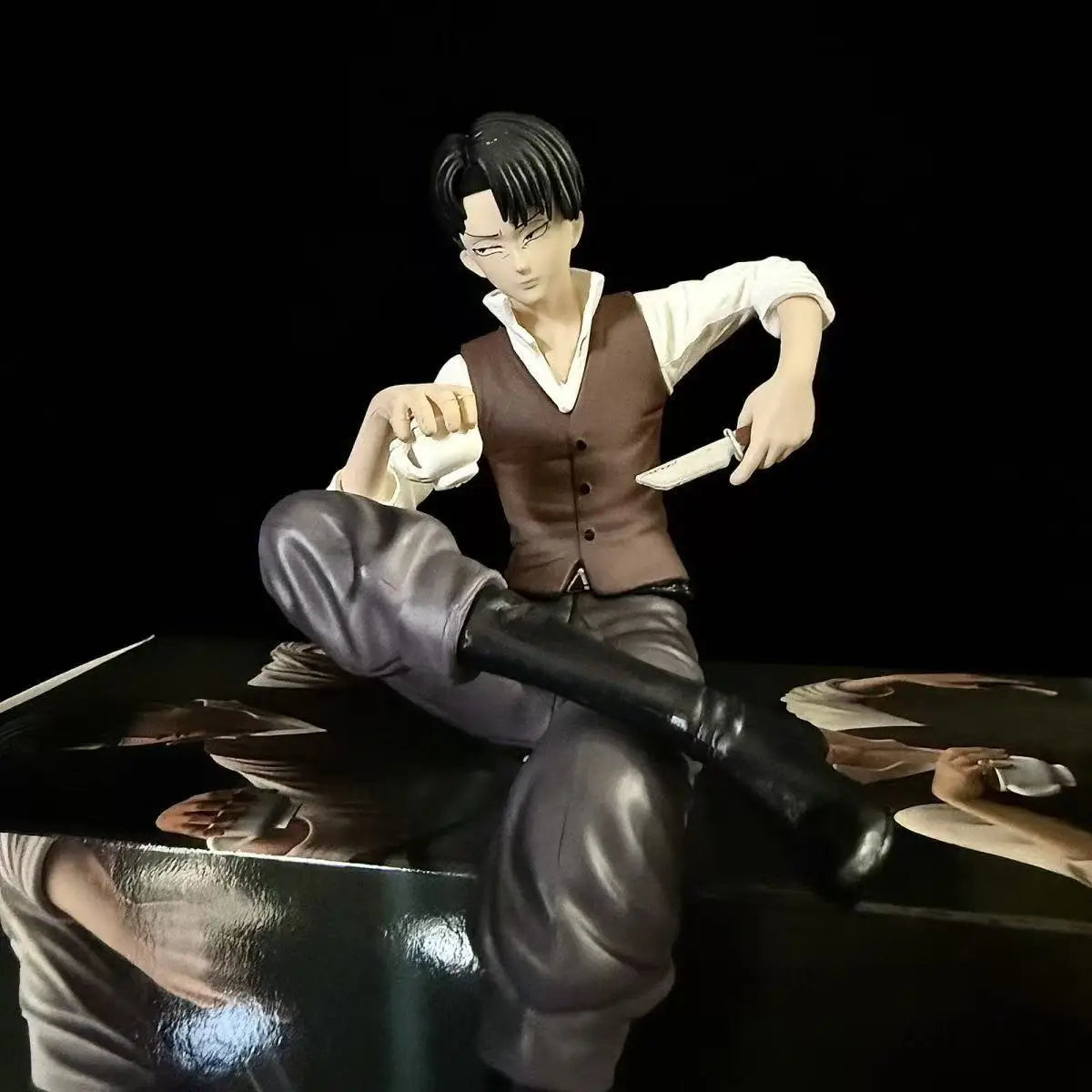 19cm Levi Ackerman Anime Figure Sitting PVC Model - AniLoot AniLoot 19cm Levi Ackerman Anime Figure Sitting PVC Model