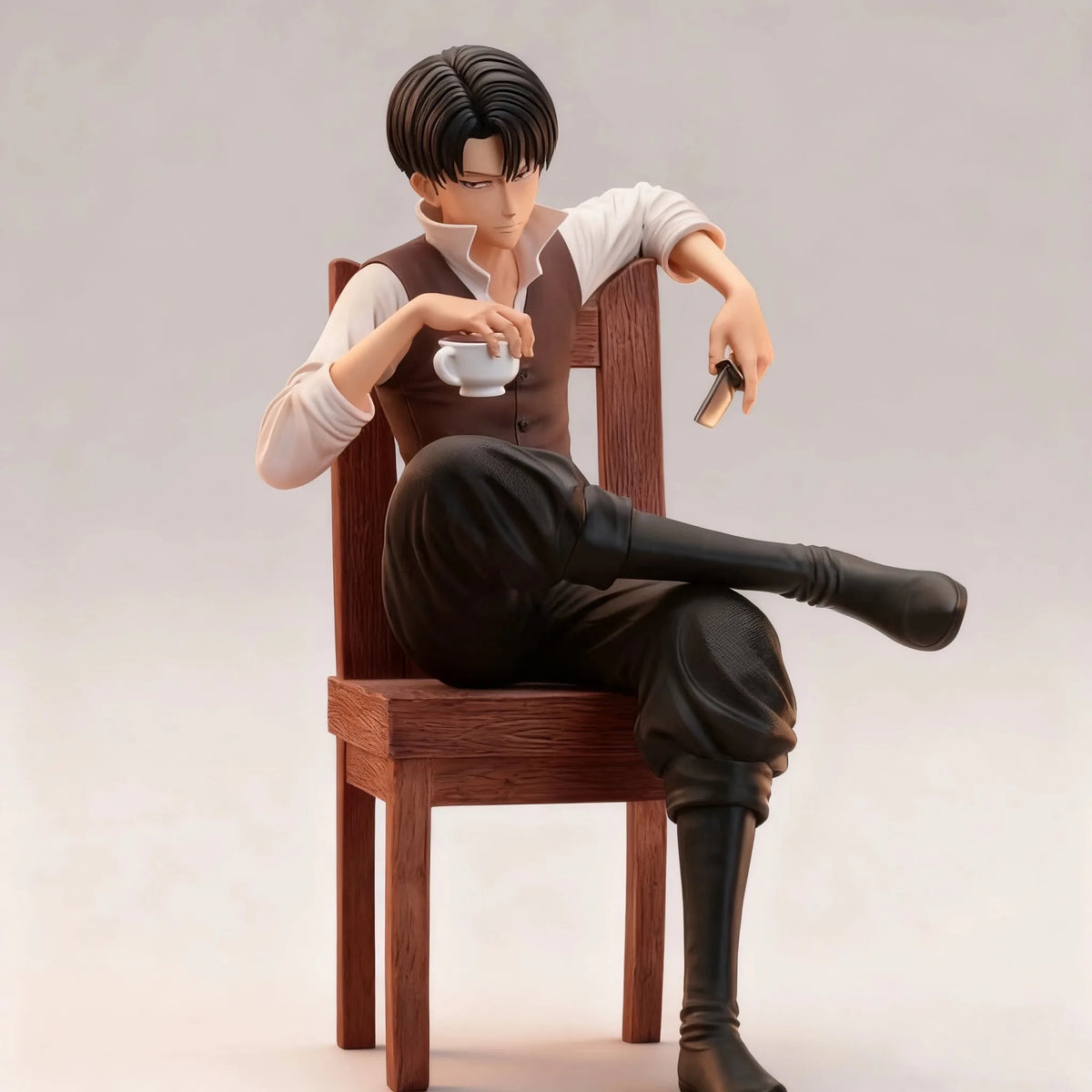 19cm Levi Ackerman Anime Figure Sitting PVC Model - AniLoot AniLoot 19cm Levi Ackerman Anime Figure Sitting PVC Model